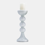 Glass, 18"h, Bubbly Candle Holder, Wht Enam