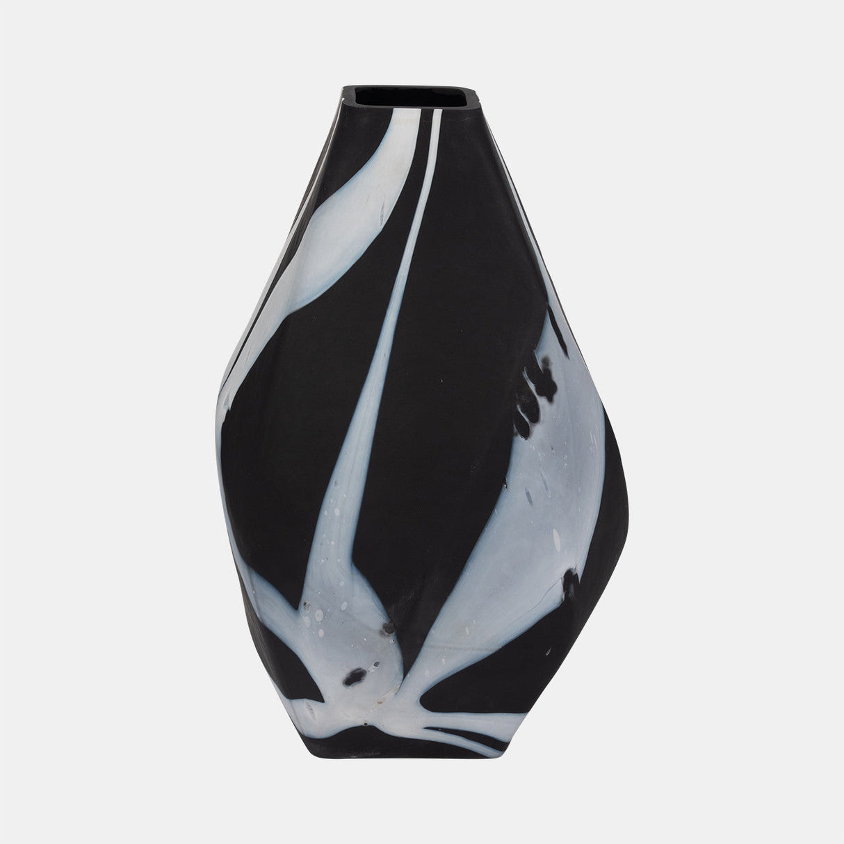 Glass, 19" Abstract Contemporary Vase, Black