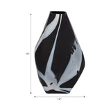 Glass, 19" Abstract Contemporary Vase, Black