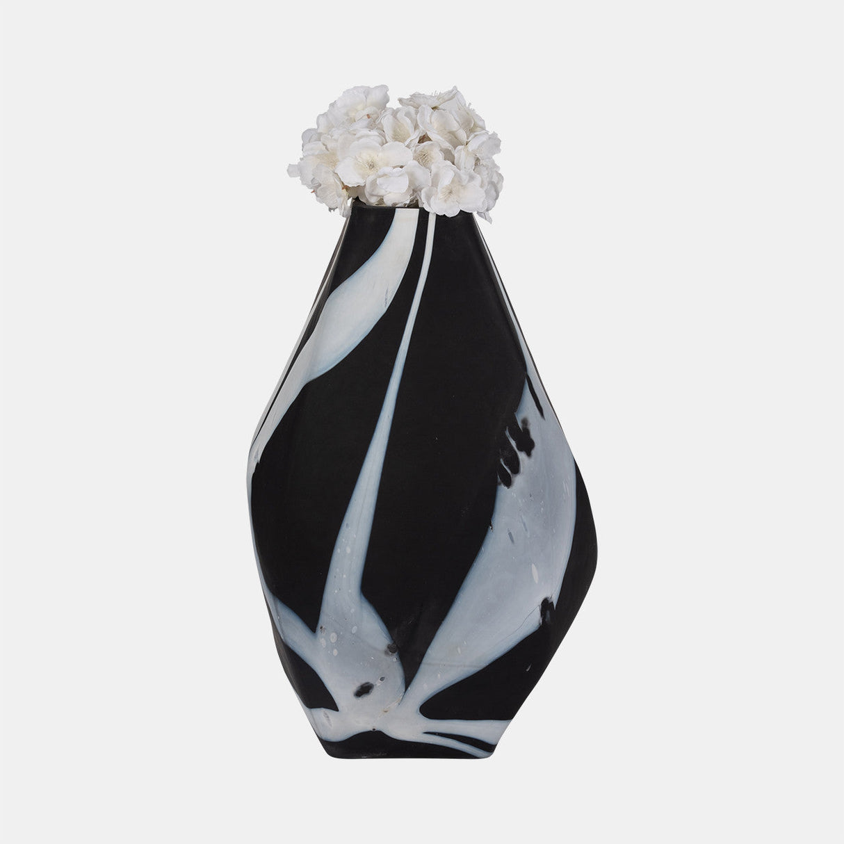 Glass, 19" Abstract Contemporary Vase, Black