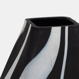 Glass, 19" Abstract Contemporary Vase, Black