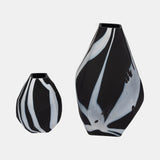 Glass, 19" Abstract Contemporary Vase, Black