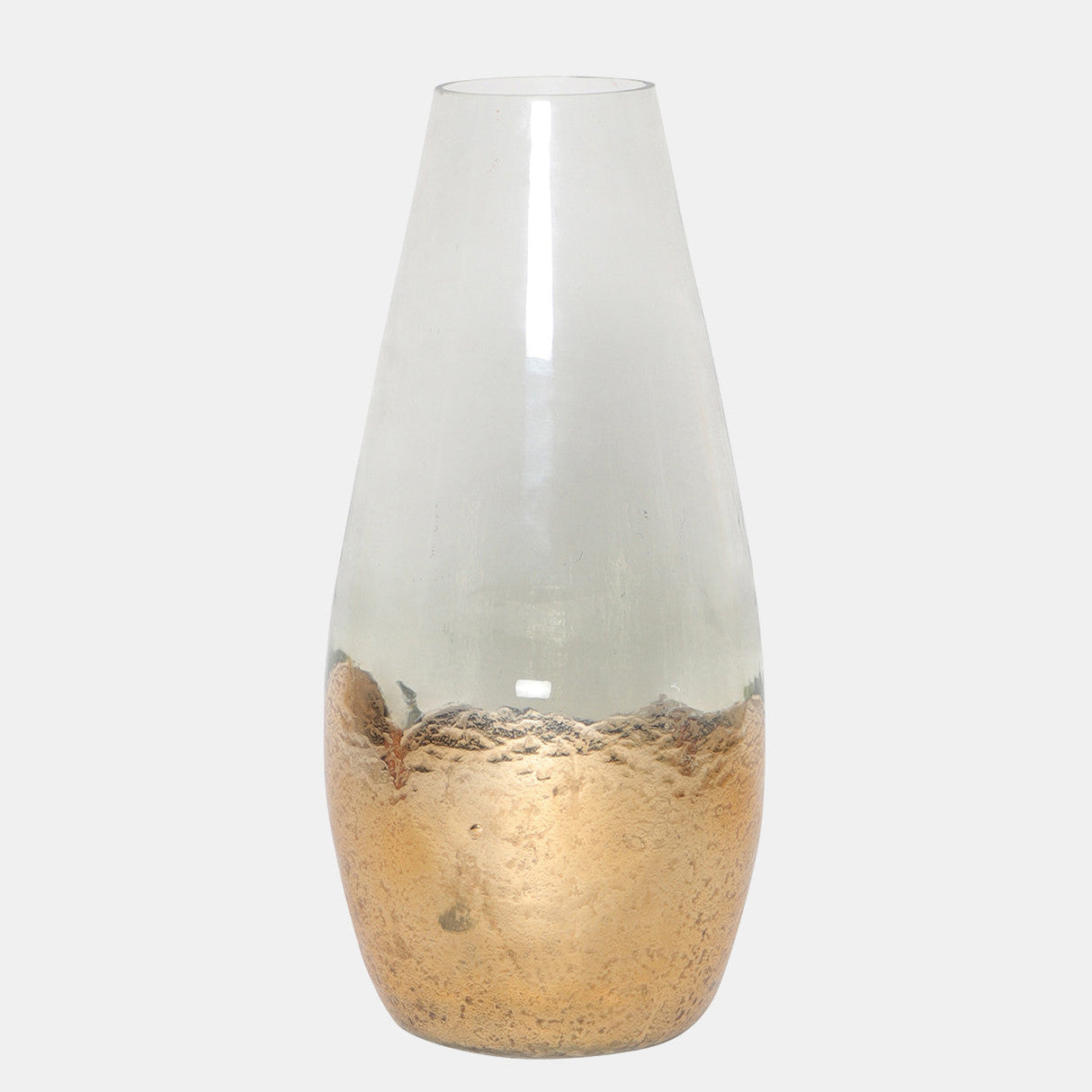 Glass, 19" Gold Dipped Vase, Clear