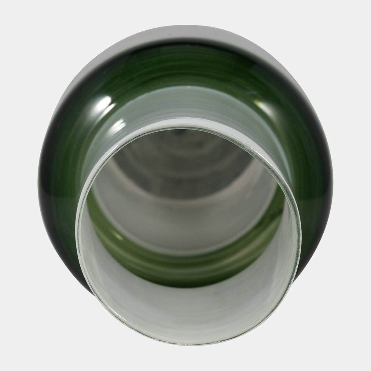 Glass, 19" Modern Cylinder Vase, White/green