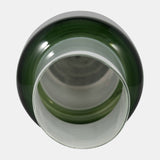 Glass, 19" Modern Cylinder Vase, White/green