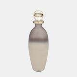 Glass,20",bottle W/sphere Lid,white/gold