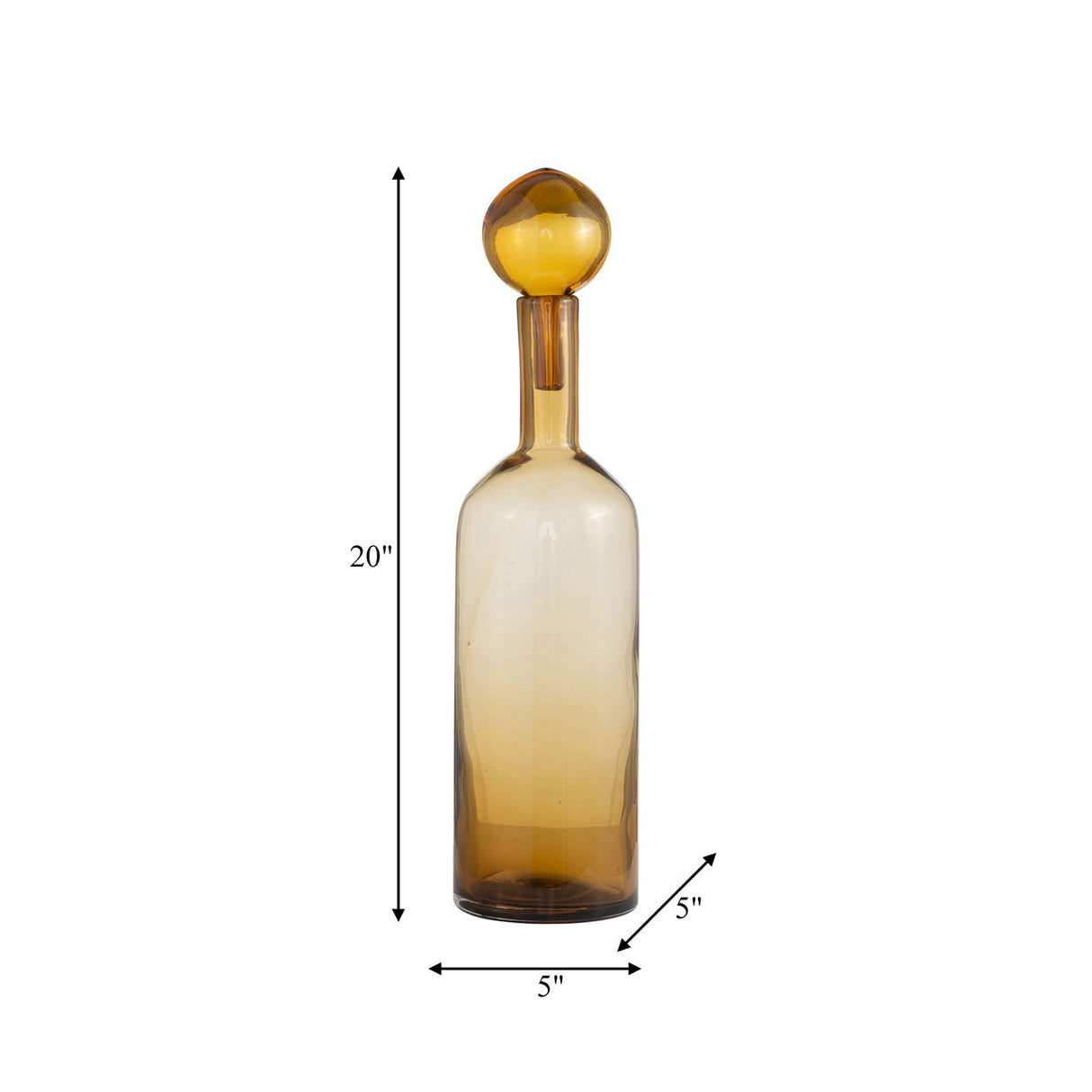 Glass, 20" Bottle W/ Stopper Amber