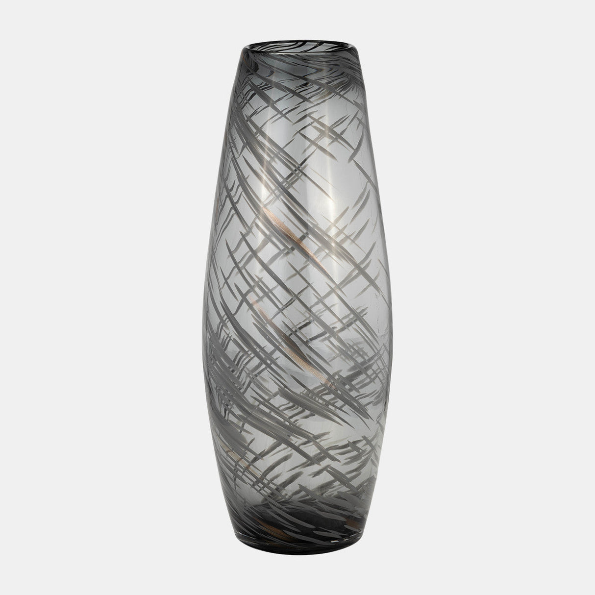 Glass, 20"h Swirl Vase, Black