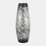 Glass, 20"h Swirl Vase, Black