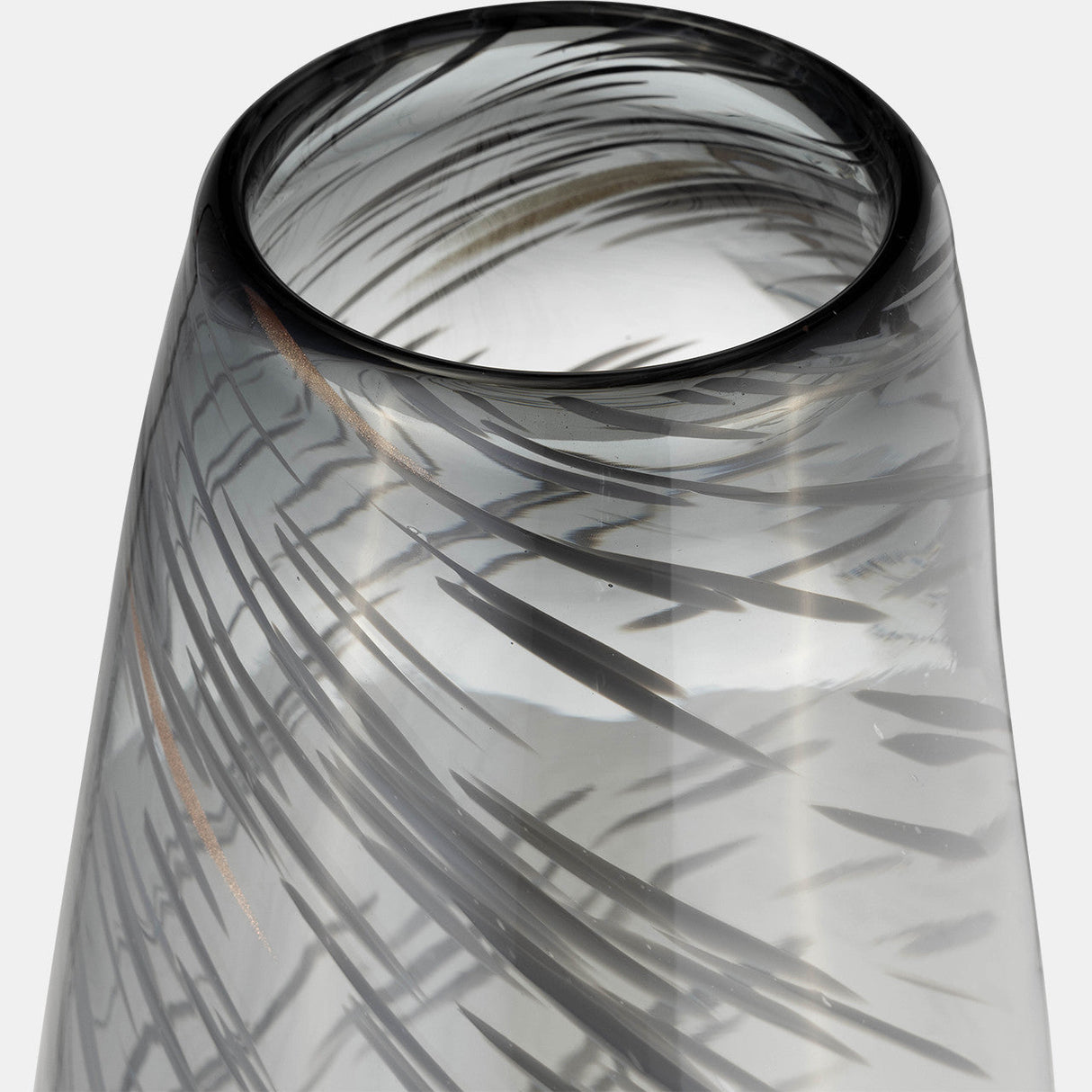 Glass, 20"h Swirl Vase, Black