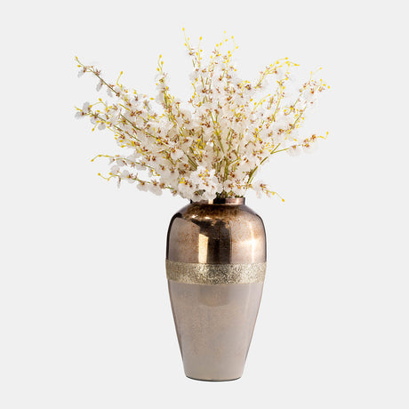 Glass, 20" Metallic Vase, Champagne