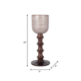 Glass, 20" Wooden Base Hurrican, Blush