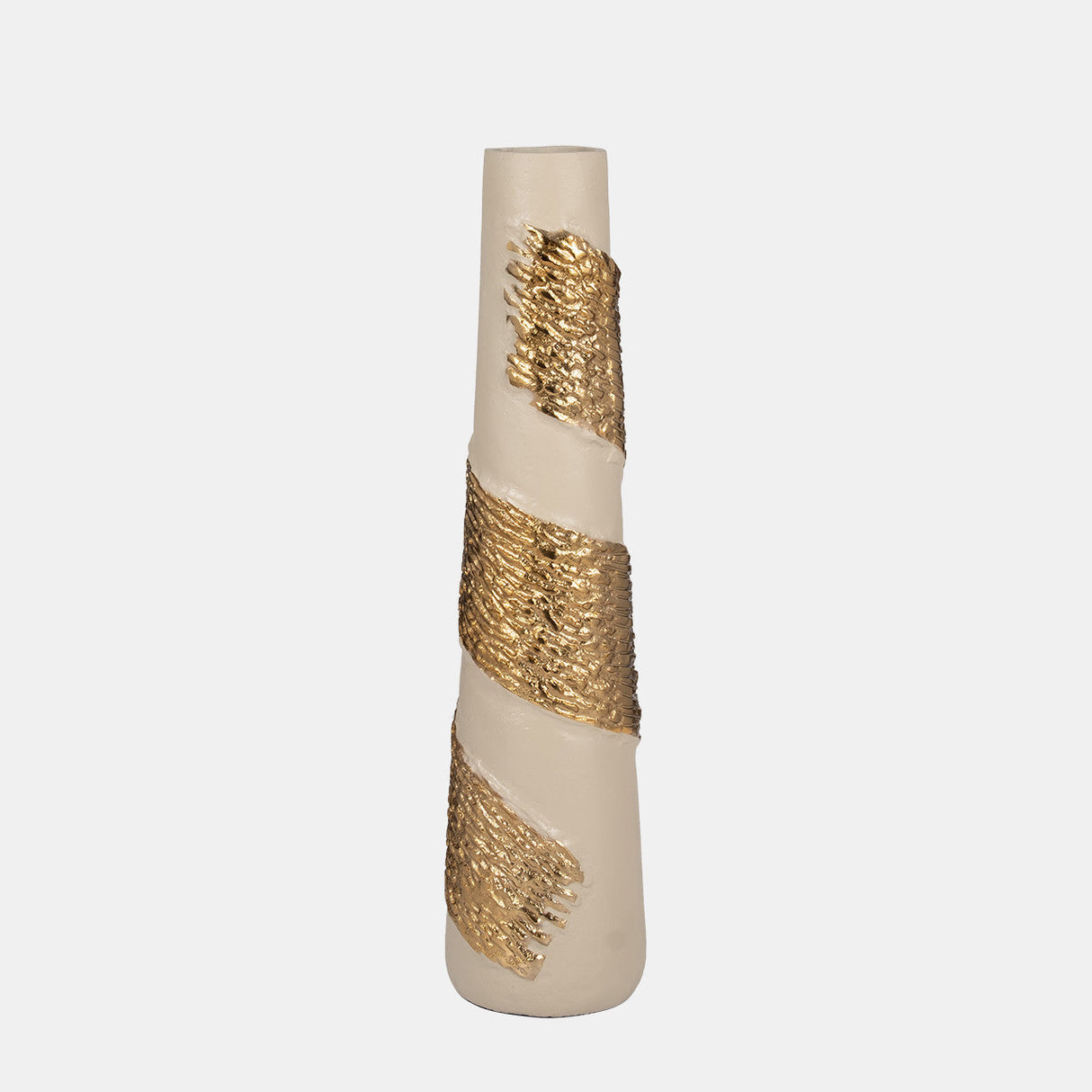 Glass, 22" Aluminum Wrapped Vase, White/gold