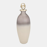 Glass,22",bottle W/sphere Lid,white/gold