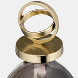 Glass,22",bottle W/sphere Lid,white/gold