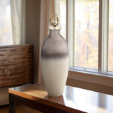 Glass,22",bottle W/sphere Lid,white/gold