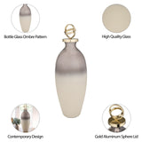 Glass,22",bottle W/sphere Lid,white/gold