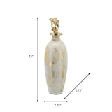 Glass, 23"h Metal Vase Tribal Topper, White/gold