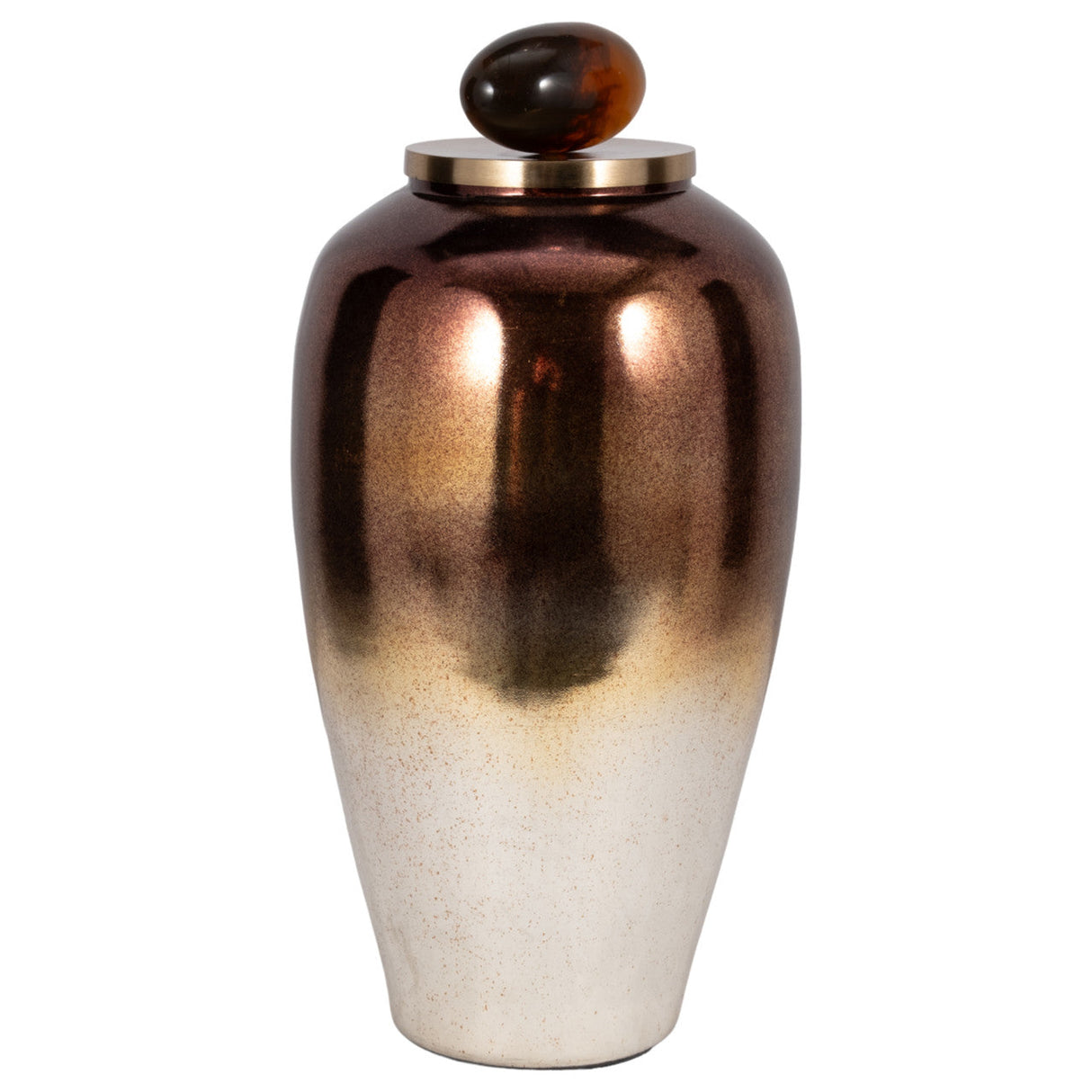 Glass, 23" Temple Vase W/ Resin Topper, Copper