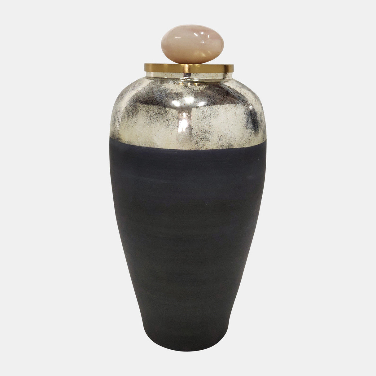 Glass, 23" Vase W/ Resin Topper, Gray