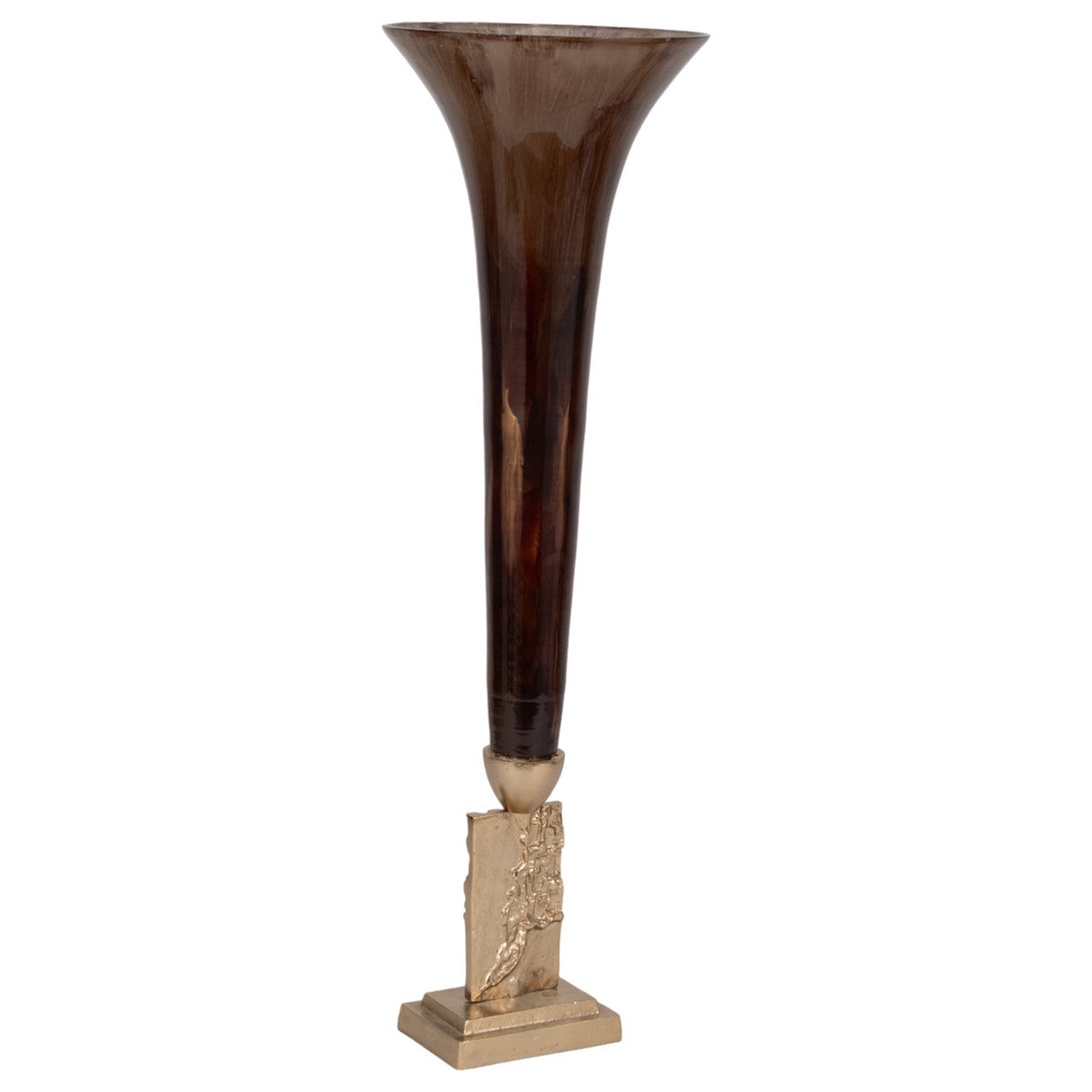 Glass, 31" Trumpet Vase, Bronze