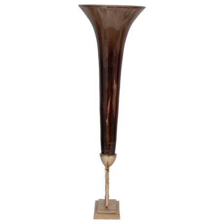 Glass, 31" Trumpet Vase, Bronze