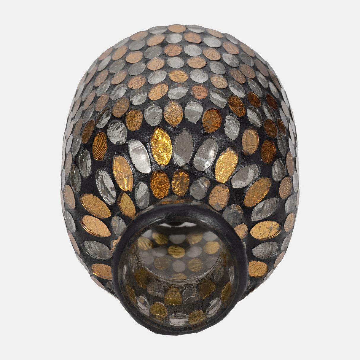 Glass, 7"h Mosaic Vase, Copper