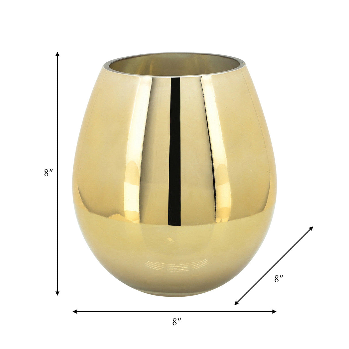 Glass 8"h Metallic Vase, Gold