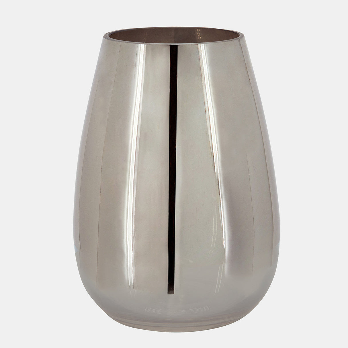 Glass 8"h Metallic Vase, Silver