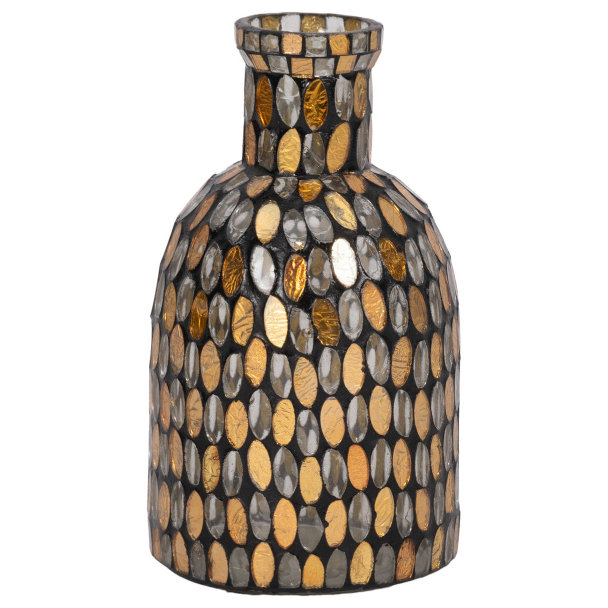 Glass, 8"h Mosaic Vase, Copper