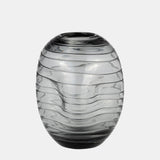 Glass, 8"h Pinched Vase, Smoke