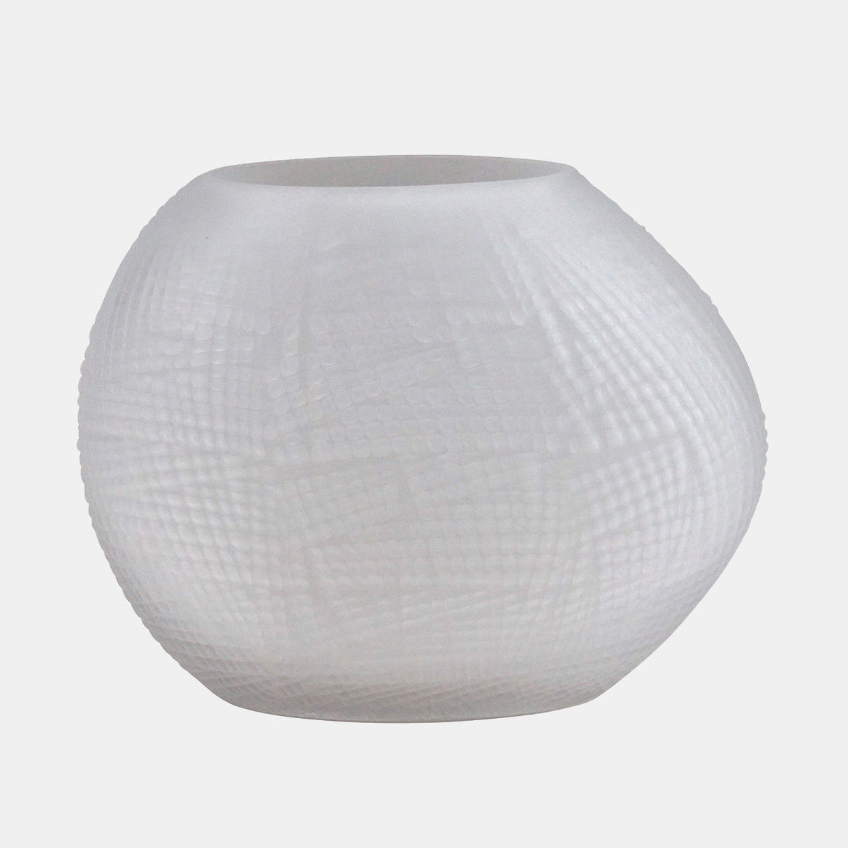 Glass 8"h Textured Vase, Frosted White