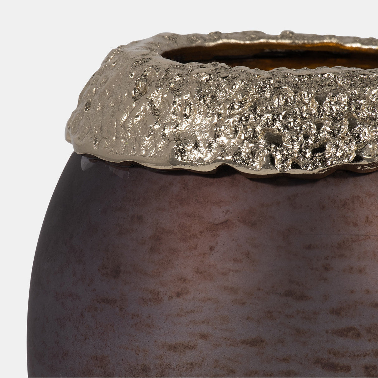 Glass,8",oval Hurricane,charred Coal/gold