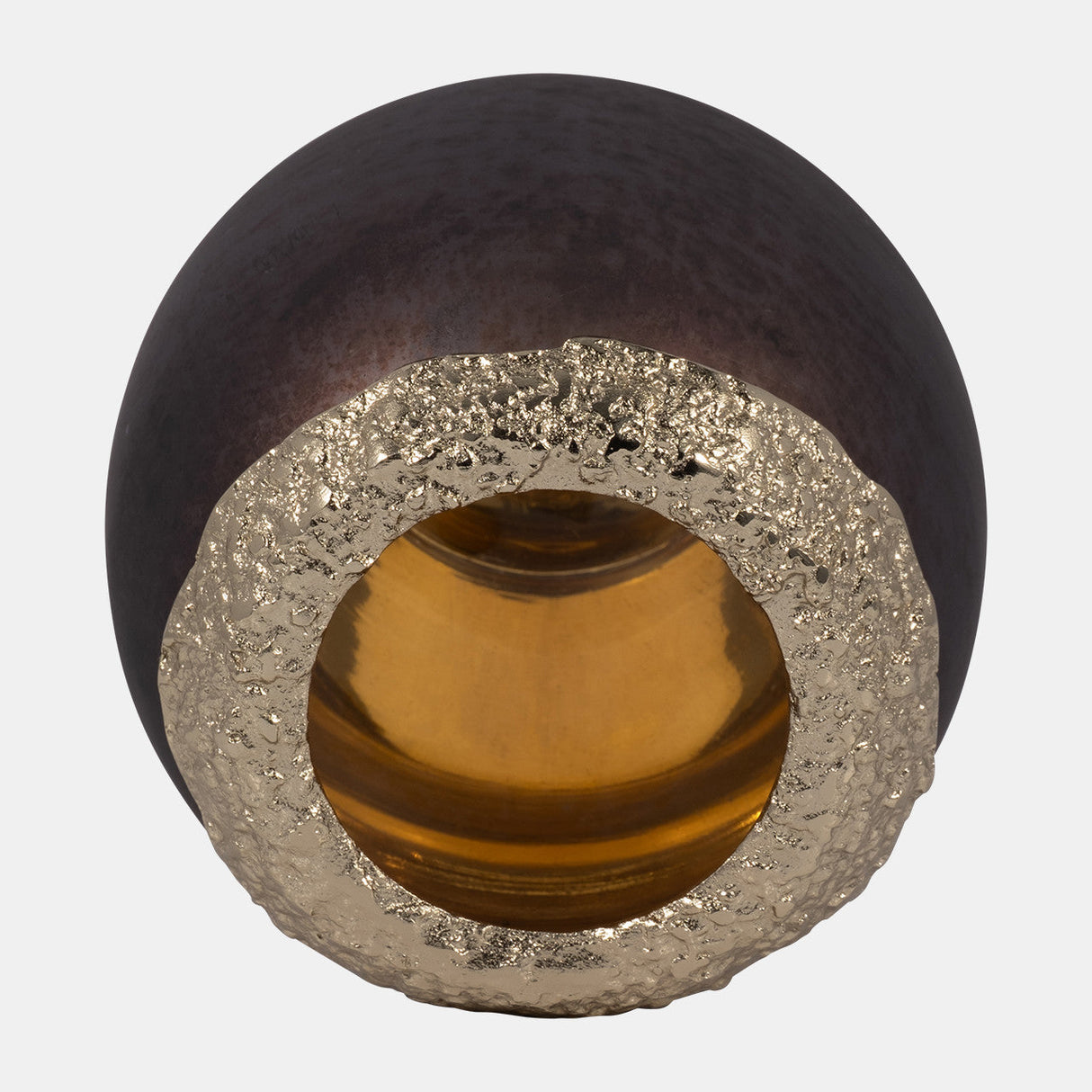 Glass,8",oval Hurricane,charred Coal/gold