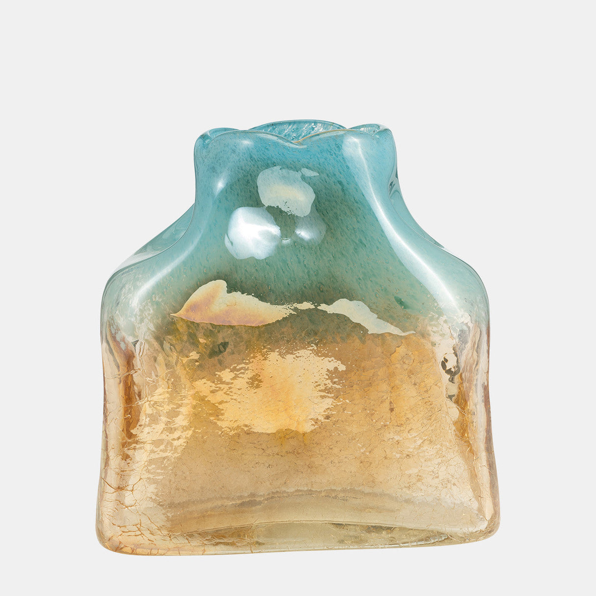 Glass, 8" Vase Teal/apricot