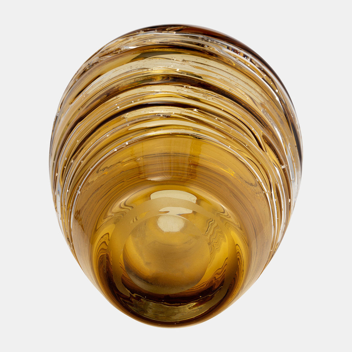 Glass, 9"h Veined Vase, Amber