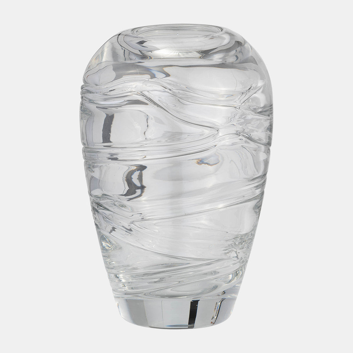 Glass, 9"h Veined Vase, Clear