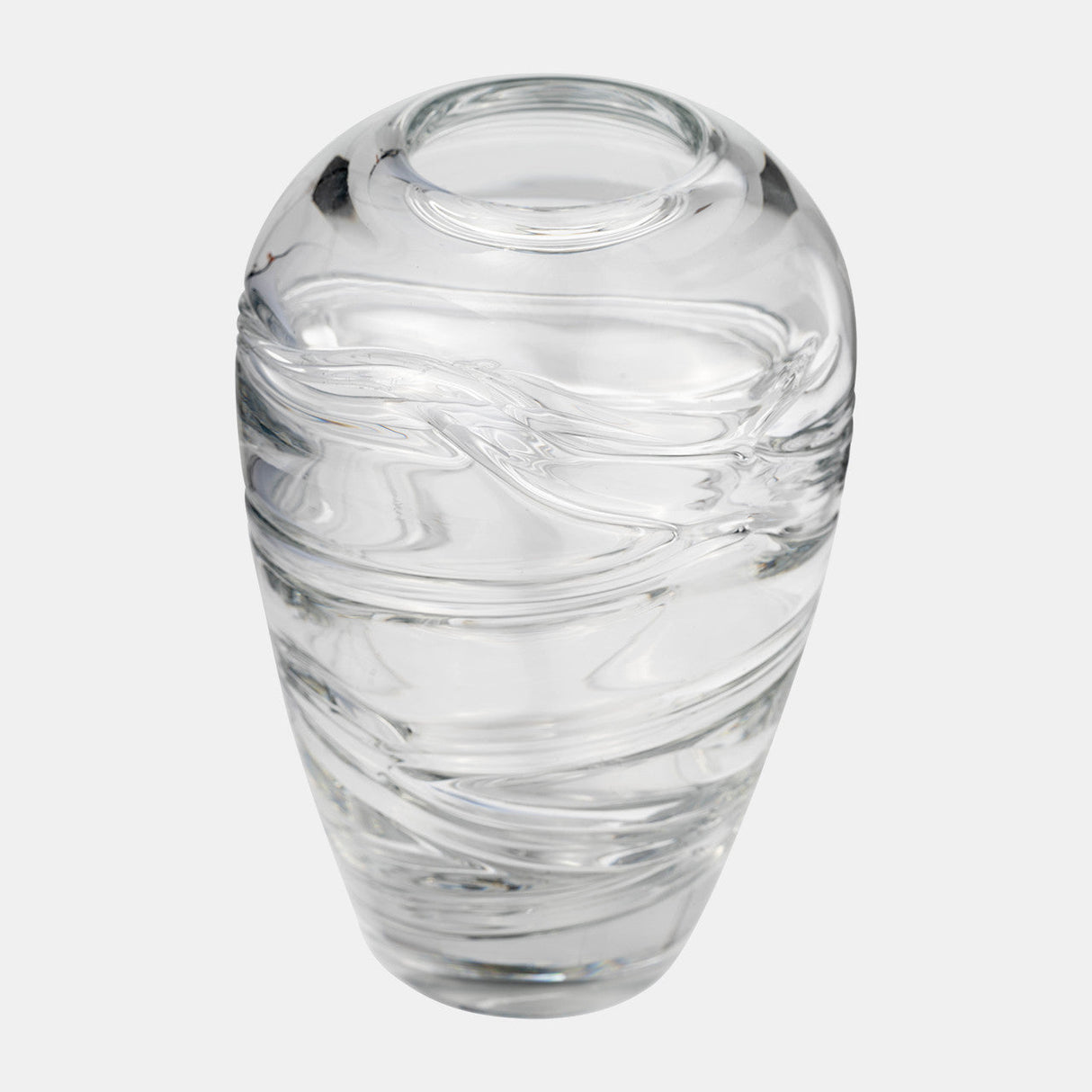 Glass, 9"h Veined Vase, Clear