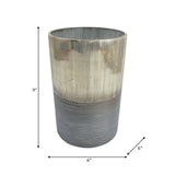 Glass, 9" Metallic 2-tone Vase, Silver