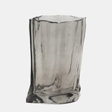 Glass, 9" Paper Bag Vase, Smoke