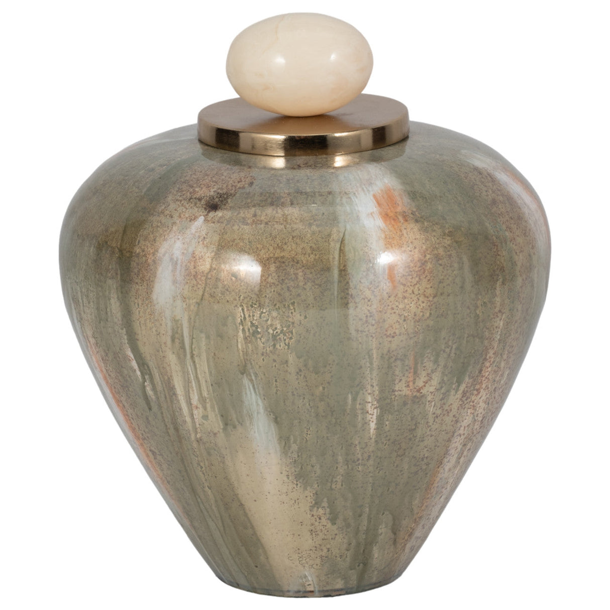 Glass, 9" Temple Vase W/ Resin Topper, Blush/green