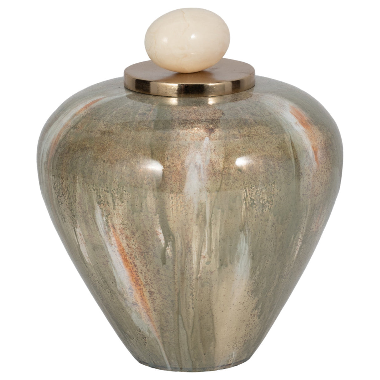 Glass, 9" Temple Vase W/ Resin Topper, Blush/green