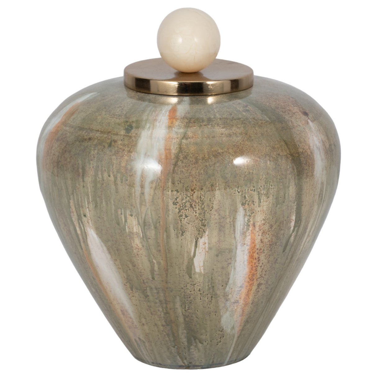 Glass, 9" Temple Vase W/ Resin Topper, Blush/green