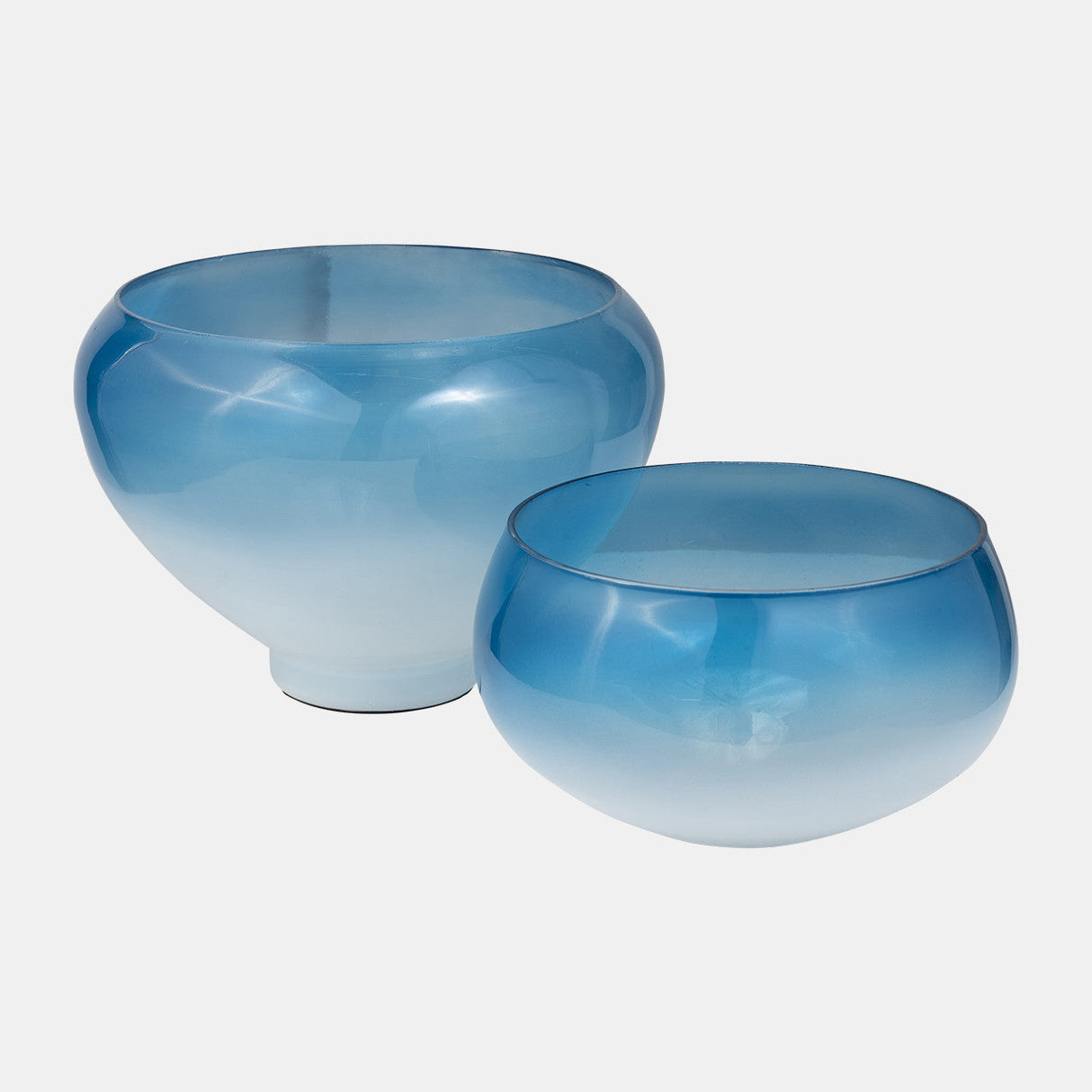 Glass, S/2 10/14" Decorative Bowls, Blue