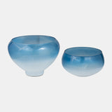 Glass, S/2 10/14" Decorative Bowls, Blue