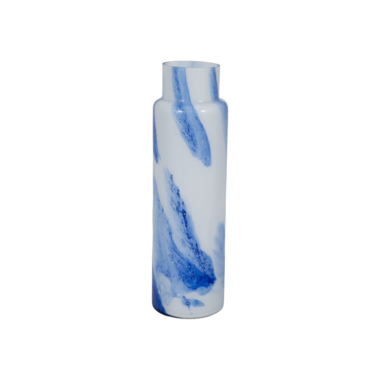 Glass Vase 15.75", White / Blue