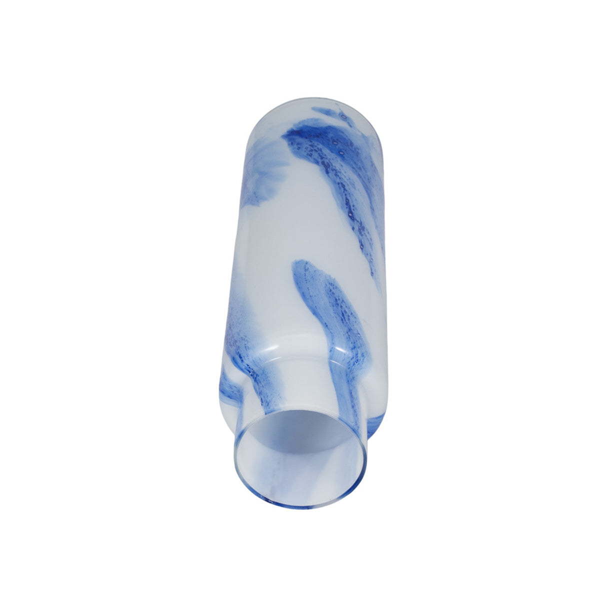 Glass Vase 15.75", White / Blue