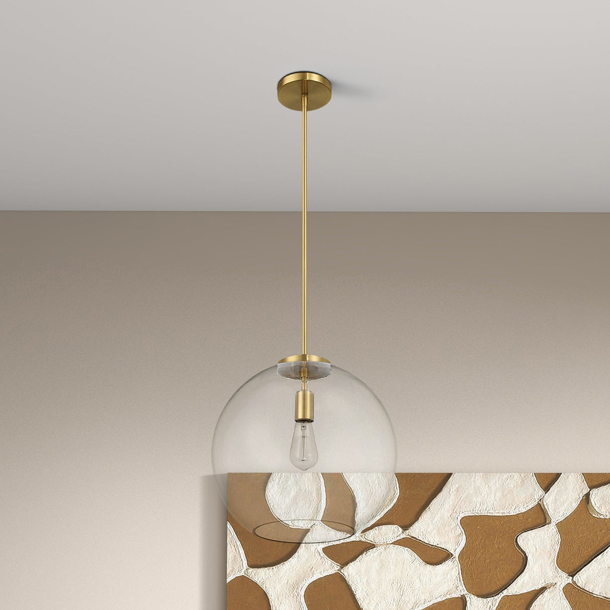 Gleam Pendant Lamp - Satin Brass and Clear Glass by Ashcroft Furniture at Eve Furniture