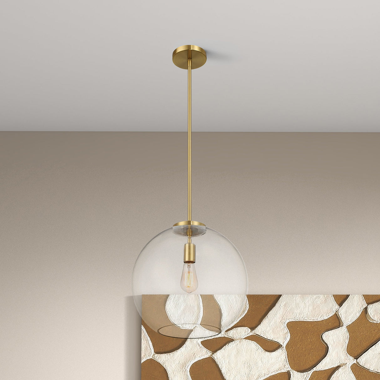 Gleam Pendant Lamp - Satin Brass and Clear Glass by Ashcroft Furniture at Eve Furniture