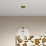 Gleam Pendant Lamp - Satin Brass and Clear Glass by Ashcroft Furniture at Eve Furniture